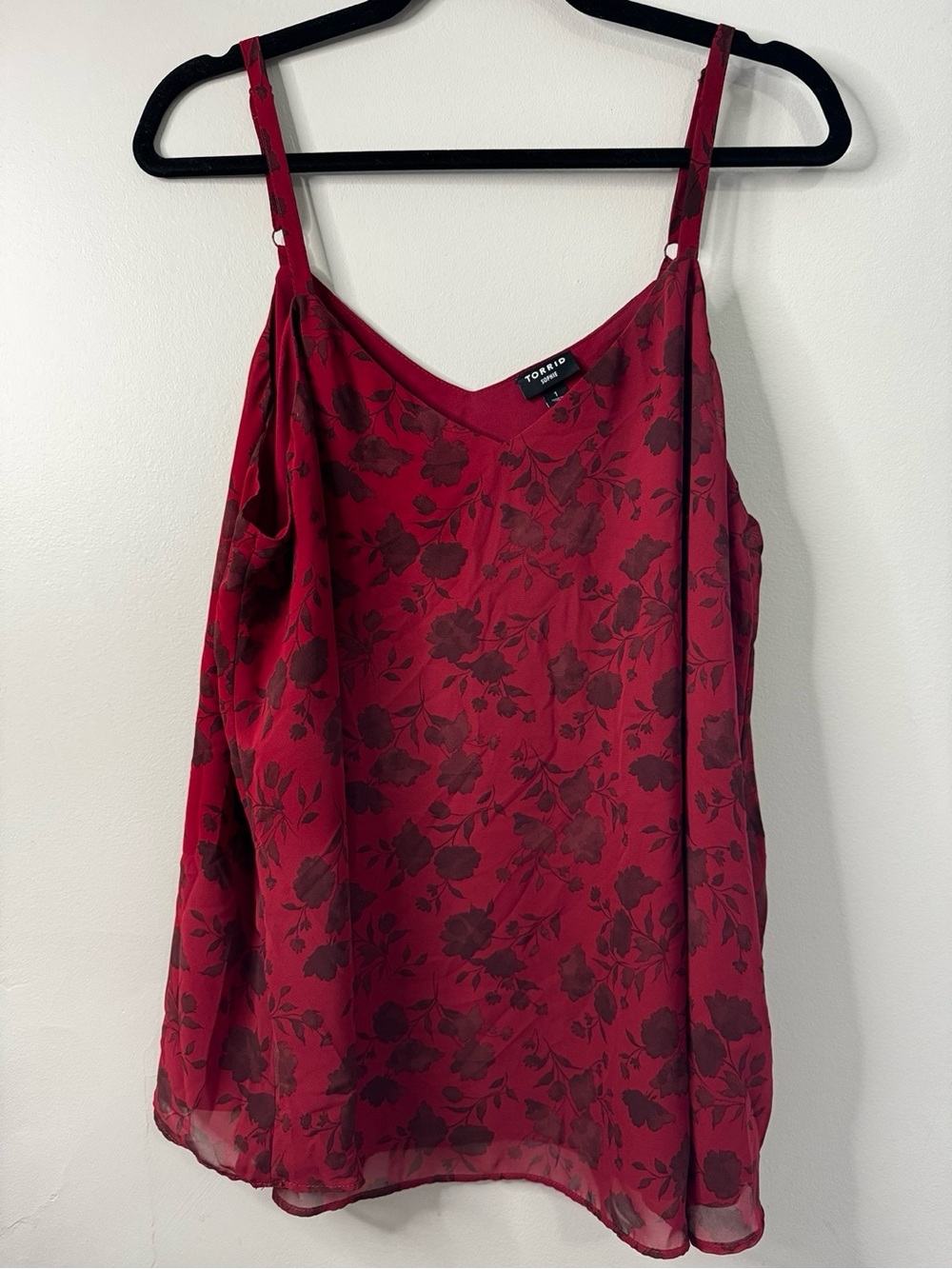 torrid Burgundy Floral V-Neck Chiffon Cami Top
